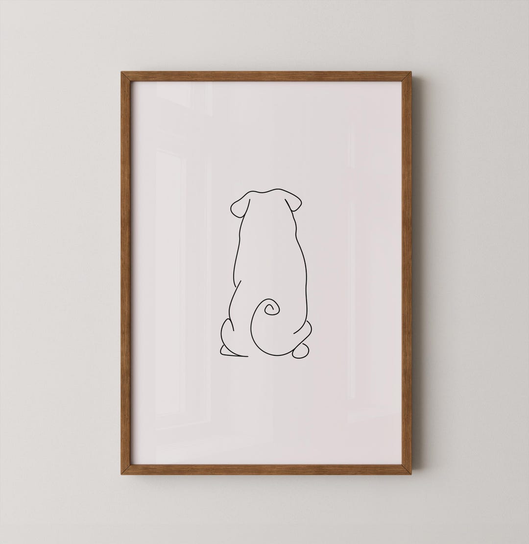 Pug Back Line Art | Pug | Dog | Minimal Wall Art | Scandinavian Print ...