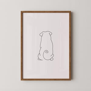 Pug Back Line Art | Pug | Dog | Minimal Wall Art | Scandinavian Print | Minimal Poster Print | Sketch Art