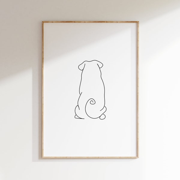 Dessin au trait Carlin Back | Carlin | Chien | Art mural minimaliste | Imprimé scandinave | Impression d'affiche minimale | Croquis