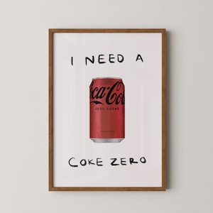 Coke Zero print | Coca Cola Zero art | Gallery wall | Art | Poster | Coca Cola gift