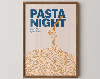 Pasta night print | Spaghetti wall art | Gallery wall | Pasta lover | Gift idea | Pasta poster
