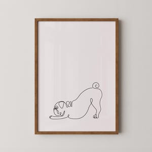 Stretchy Pug | Pug | Dog Line Art | Minimal Wall Art | Scandinavian Print | Minimal Poster Print | Sketch Art