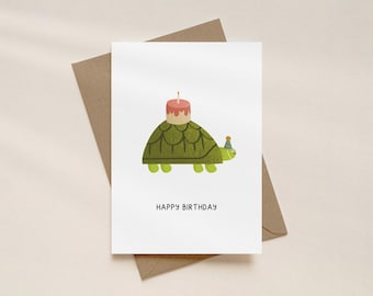Verjaardagskaart schildpad | Leuke verjaardagskaart | Grappige kaart | Schildpad | Wenskaart: