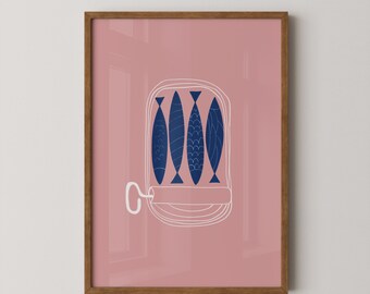 Sardines print | Sardine art print | Kitchen print | Kitchen wall art