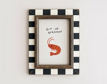 Divertido estampado de gambas / Decoración de pared para mantener la postura correcta / Póster de gambas / Recordatorio de postura / Decoración de cocina original / Regalo de oficina con humor