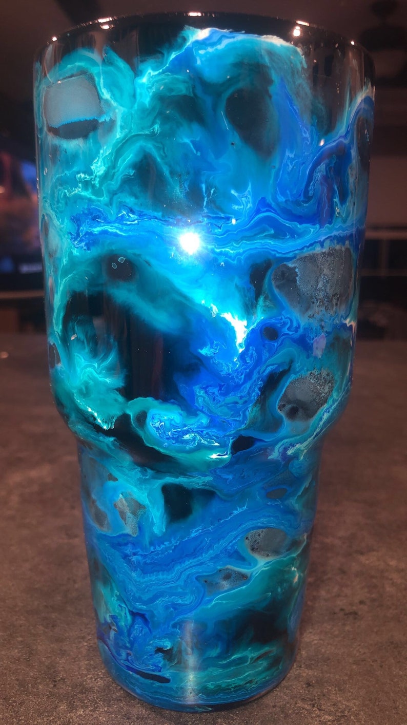 30 OZ Custom alcohol ink resin tumbler. Etsy