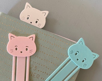 Cute Cat Bookmark, 3D Printed, PLA Plastic, Kawaii Cat Lover Bookmark, Gift for Book Lovers, Bookworm Gift, Stationary