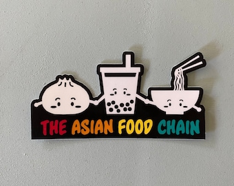 Asian Food Chain Sticker, Bao Stickers, Asian Food Pun Stickers, Vinyl, Waterproof, Boba, Soup Dumpling, Ramen, Noodles