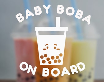Baby on Board Decal, Baby Boba on Board, Bubble Tea Decal, Decal Sticker Sign for Car, Vinyl Sticker, Milk Tea Boba, Kawaii Car Decal