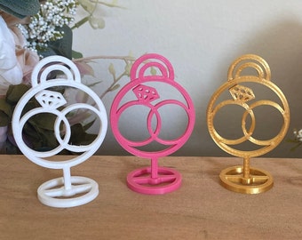 Wedding Place Card Holder, Wedding Rings, Wedding Decorations, Bridal Shower, Name Card Holders, Gold Wedding Decor, 3D Printed, Gold