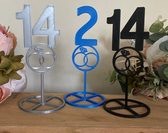 Wedding Table Numbers, Wedding Rings, Circle, 3D Printed, Gold, Silver Table Numbers, Destination Wedding Decor, Wedding Reception Numbers