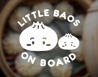 Baby on Board Decal, Little Baos on Board, Dumpling Decal, Decal Sticker Sign for Car, Vinyl Sticker, Soup Dumpling, Dumpling Baby Shower
