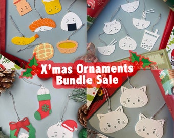 Asian Food Ornaments **BUNDLE SALE**, Funny Christmas Ornament, Dim Sum Ornament, Japanese Christmas Ornament, Sushi Ornament