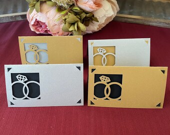 Wedding Rings Place Cards for Weddings, Wedding Place Name Cards, Wedding Decor, Tent, Folded, Flat, Escort Cards, Name Place Setting