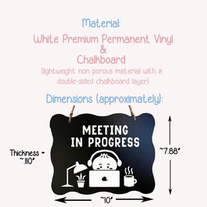 Meeting in Progress Sign, Do not disturb sign, Zoom Meeting Door Sign, Cute Sign, Hanging Chalkboard Sign, Dumpling, In a Meeting Sign image 4