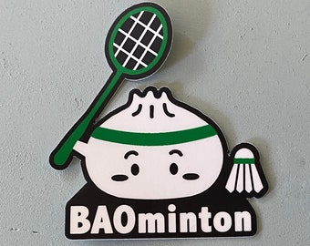 BAOminton Sticker, Badminton Stickers, Asian Food Pun Stickers, Vinyl, Waterproof, Badminton Gifts, Sports Stickers