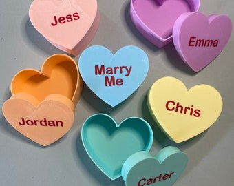 Custom 3D Printed Conversation Hearts Gift Boxes, Heart Shaped Box, Candy Hearts, Pastel Heart, Candy Heart Decor, Valentine's Day Gift Box