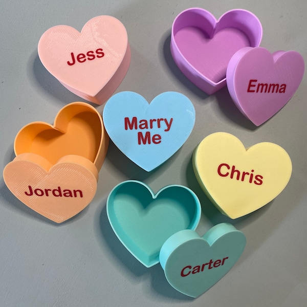 Custom 3D Printed Conversation Hearts Gift Boxes, Heart Shaped Box, Candy Hearts, Pastel Heart, Candy Heart Decor, Valentine's Day Gift Box