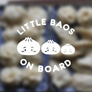 Baby on Board Decal, 3 Little Baos on Board, Dumpling Decal, Decal Sticker Sign for Car, Vinyl Sticker, Soup Dumpling, Dumpling Baby Shower