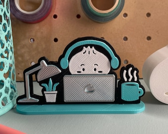 Bao with Headphones & Laptop Photo Stand, Gift for PhD Student, Dumpling Gift, College Dorm Desk Decor for Girls, Mechanical Engineer Gift