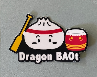 Dragon BAOt Sticker, Dragon Boat Stickers, Asian Food Pun Stickers, Vinyl, Waterproof, Dragon Boat Paddle Sticker, Sports Stickers