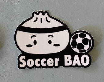 Soccer BAO Sticker, Soccer Stickers, Asian Food Pun Stickers, Vinyl, Waterproof, Soccer Car Decal, Sports Stickers