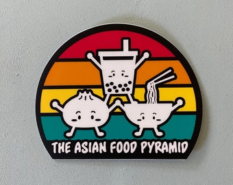 Asian Food Pyramid Sticker, Dumpling Stickers, Asian Food Pun Stickers, Vinyl, Waterproof, Bao, Boba, Soup Dumpling, Ramen