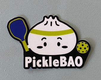 PickleBAO Sticker, Pickleball Stickers, Asian Food Pun Stickers, Vinyl, Waterproof, Pickleball Water Bottle Sticker, Sports Stickers