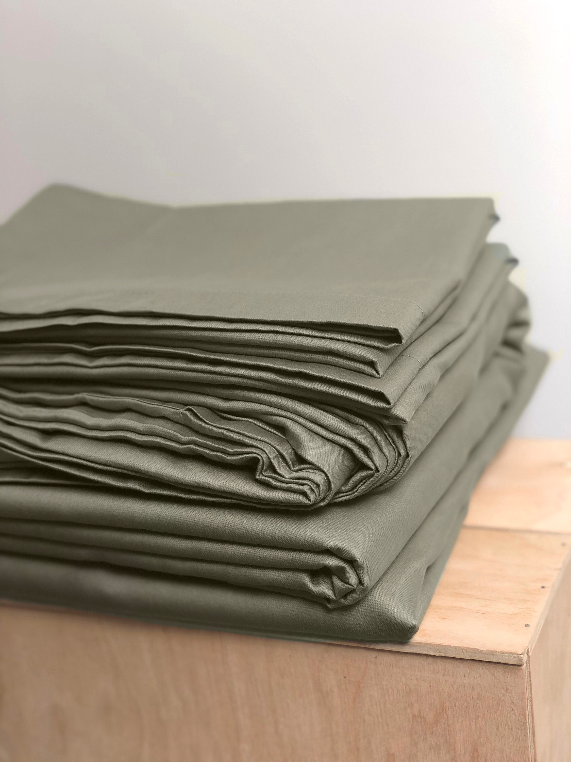 Flat Sheet Moss, Natural 100% Cotton, Sateen, Queen, Full, Twin, Single, Double, Custom sizes | Cozy Premium Sheets | Gift for Mother