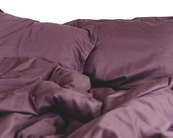Plum Flat Sheet, Natural 100% Cotton, Sateen, Queen, Full, Twin, Single, Double, and Custom sizes. Smooth bedding sheets