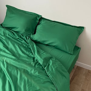 Housse de couette verte, naturelle, 100 % coton, satinette, très grand lit, grand lit double, double dimension, lit simple, simple, double et dimensions personnalisées.