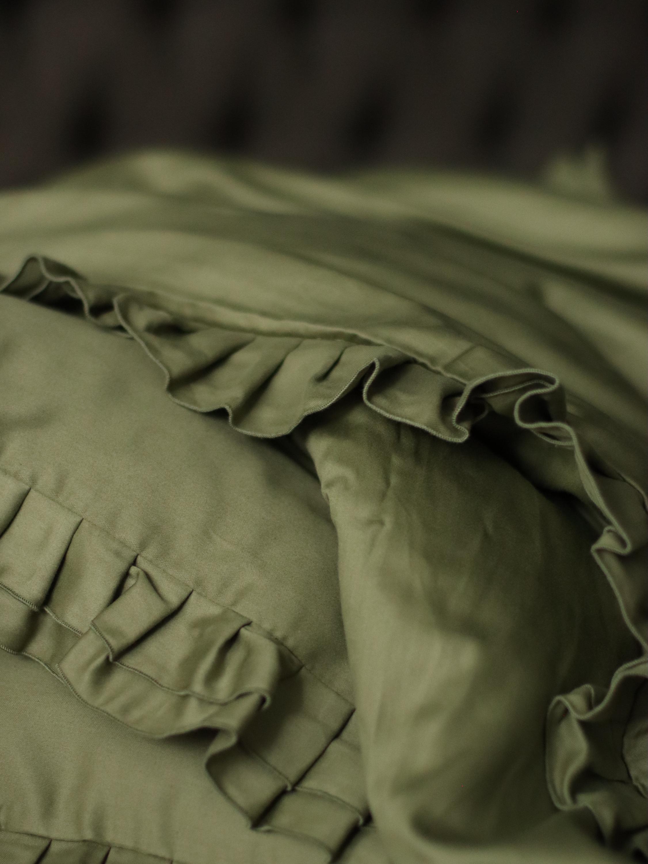 Moss Green Ruffle Duvet Cover Set: 100% Cotton Sateen Bedding - Etsy