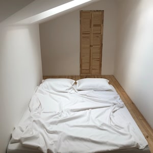 White Flat Sheet, Natural 100% Cotton, Sateen, Smooth bed sheets, Handmade