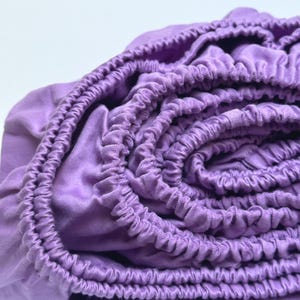 Drap-housse lilas fait main : 100 % satin de coton, OEKO-TEX