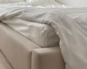 Flat Sheet Milk, Natural 100% Cotton, Sateen, Queen, Full, Twin, Single, Double, Custom sizes | Cozy Premium Sheets | Gift for Mother