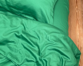 Groen laken, natuurlijk 100% katoen, satijn, aangepaste formaten