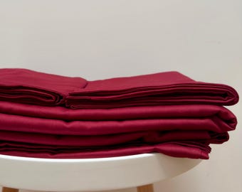 Lençol de cima de cetim vinho tinto: 100% algodão natural, certificado OEKO-TEX