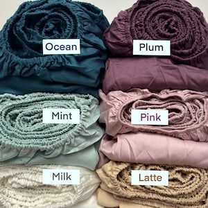 Handmade Fitted Sheet in Natural 100% Cotton Sateen - King, Queen, Full, Twin, Single, Double and  Custom Sizes