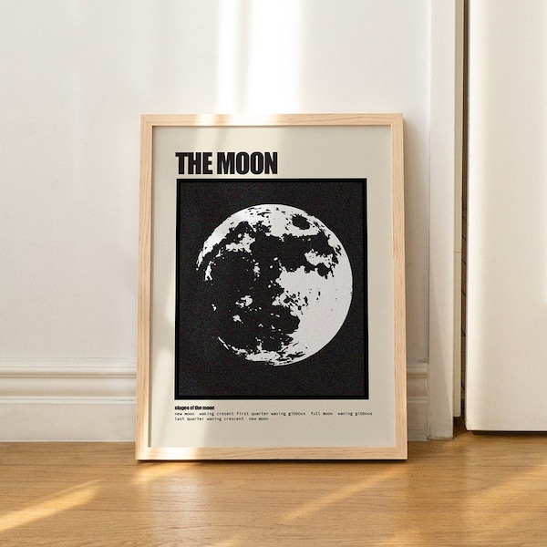 Vintage Moon Poster, Moon Print, Downloadable Print, Poster Print, Digital Art, Digital Download, Gifts ideas, Posters, Wall Art, Moon Art