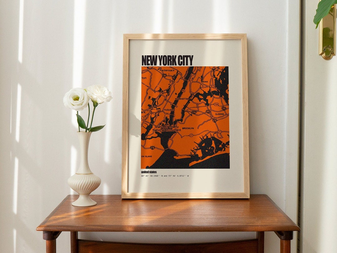 Vintage New York City Map Poster, NYC Wall Art (digital Download) - Etsy