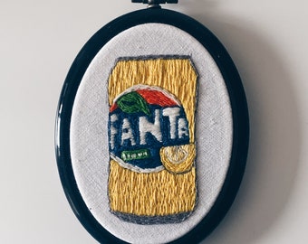 Fanta Lemon 3 x 2 inch Embroidery Hoop Art