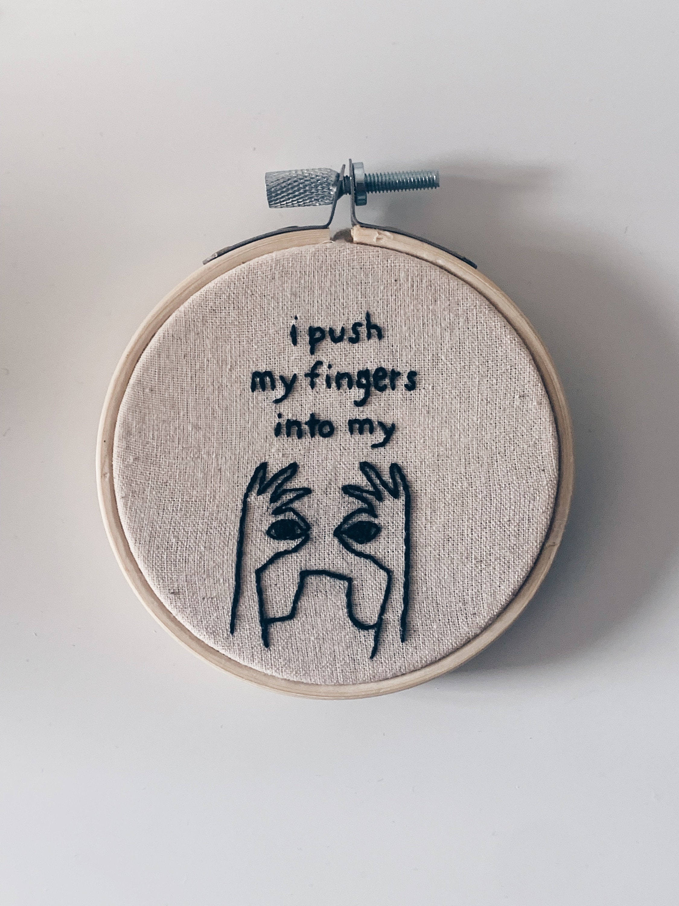 I push my fingers into my eyes - 3 inch Embroidery Hoop Art - Slipknot