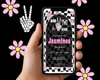 Bad 2 the Bone Second Birthday Invitation Digital Download iPhone