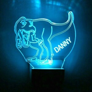 May include: A blue light-up dinosaur nightlight with the name "DANNY" on the side.