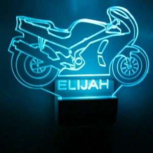 Motorcycle Night Light Multi Color Personalized LED Wall Plug-in, Cool-Touch Smart Dusk to Dawn Sensor Children&#39;s Bedroom Hallway Super Cool