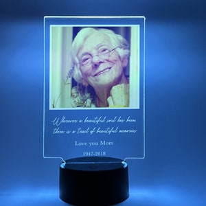 Personalized Photo Light Up Night Lamp Memorial Gifts Sympathy Customized Memorial Plaque Bereavement Picture Frame Decor for Loss Loved One