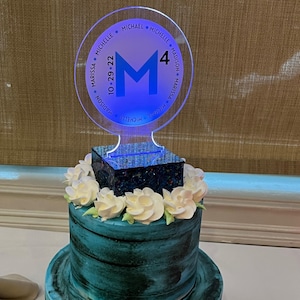 Shimmering Light Up Personalisierte Benutzerdefinierte Party Cake Topper Dekor Herzstück Display Tischdekoration mit jedem Foto Bild Logo & Text