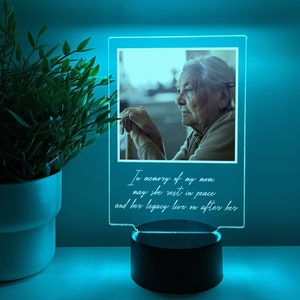 Personalized Light Up Night Lamp Memorial Gifts Sympathy Customized Memorial Plaque Bereavement Picture Frame Decoration for Loss Loved One