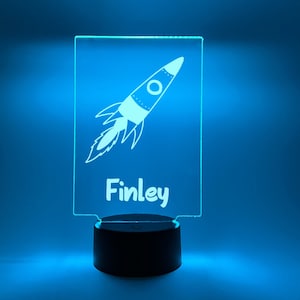 Custom Personalized LED 16 Color Light Up Lamp Stand Boys Gaming Rockets & More Designs Choice Christmas Family Home Room Décor Gift For Him
