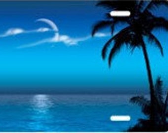 Palm Tree Scenic Personalized Custom License Vanity Plate Free Engraved Auto Car Tag Vehicle License Plate Beautifully Designed, Great Gift!